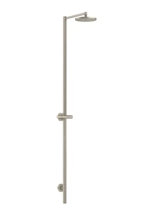 Duschsäule mit Kopfbrause in gebürstetem Nickel, bietet eine elegante Lösung für die Dusche, hergestellt von AXOR.